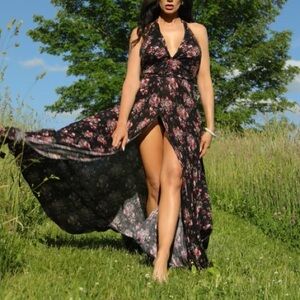 Floral Black Maxi Dress